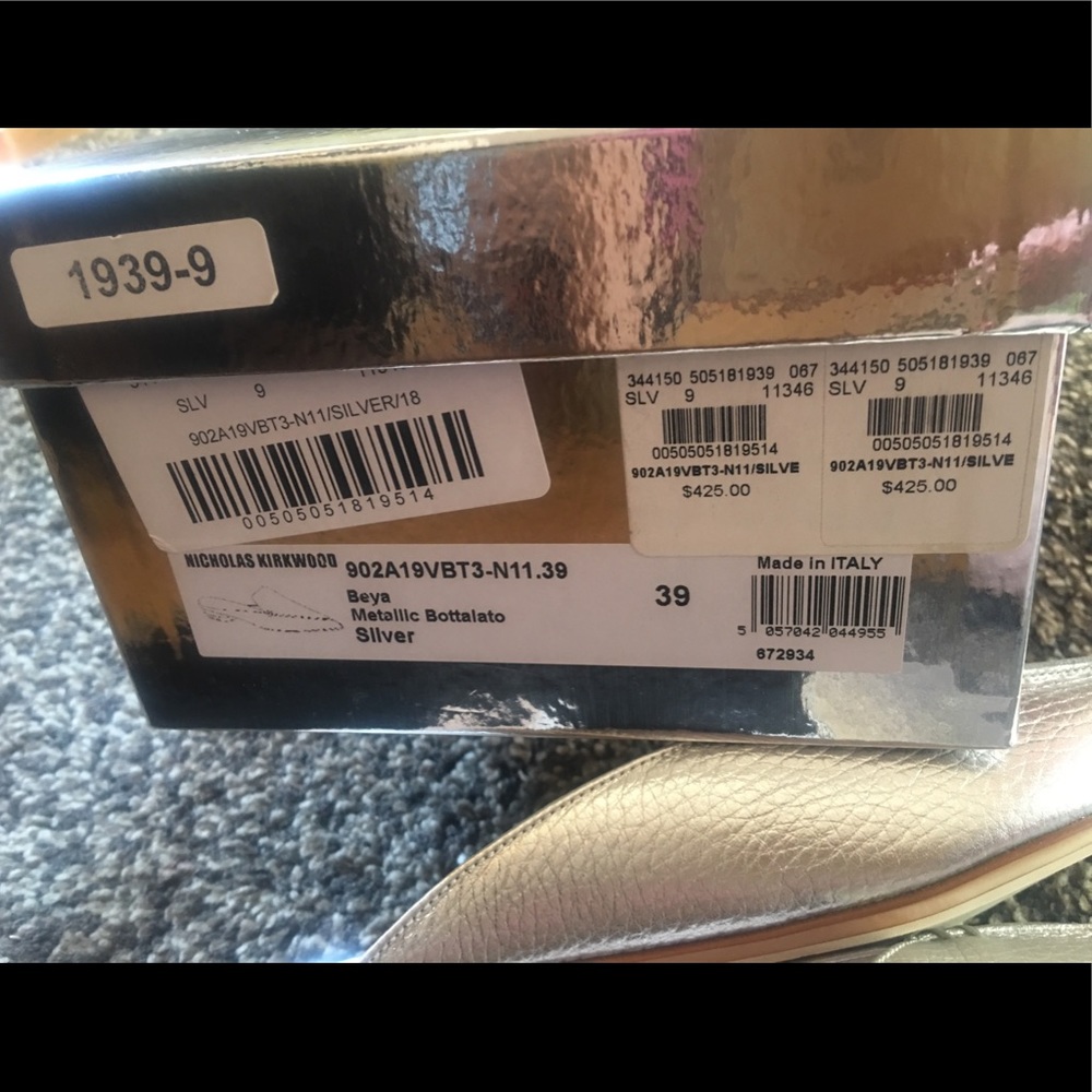 NIB NICHOLAS KIRKWOOD Beya Mules Loafer Silver 39 - Picture 7 of 8